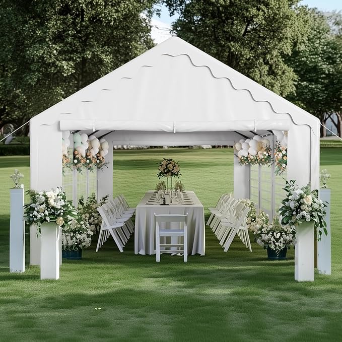 GREEN PARTY 13x26FT Party Tent Heavy Duty, Large Wedding Event Shelters with 3 Carry Bags & Removable Sidewalls, Outdoor Canopy Gazebo Commercial Tent for Carport Camping Garden Patio