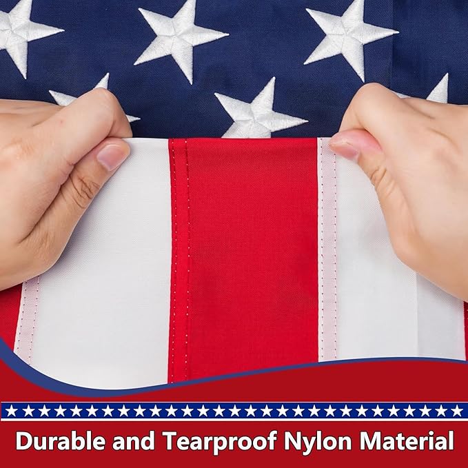 Pole Sleeve Flag 3x5 -Us Flag Sleeve,New 420D Polyester,Heavy Duty Durable TearProof, Embroidered Stars, Sewn Stripes, UV Protection,Sleeved American Flag (Pole NOT Included)