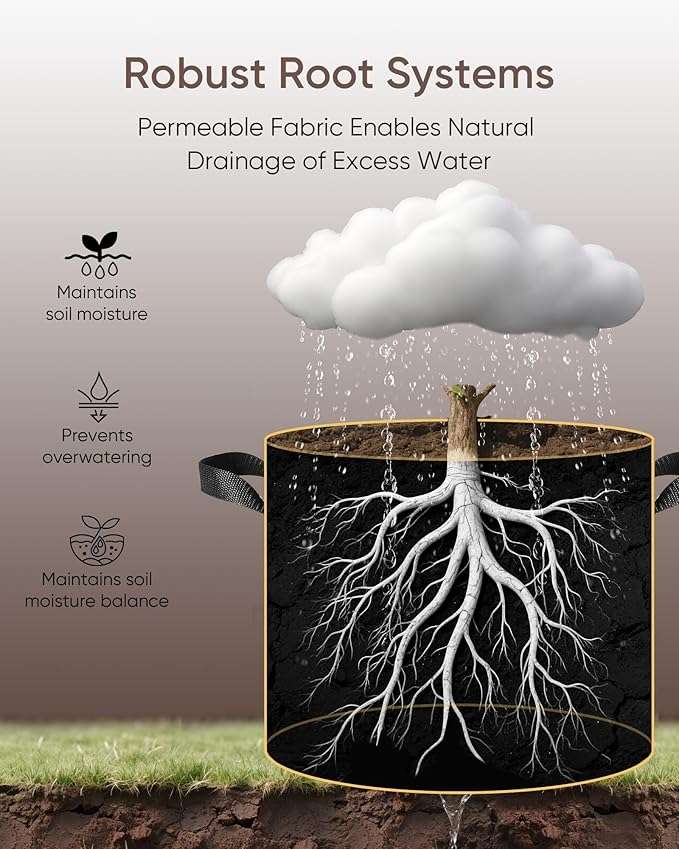 The Growing 5 Pack 30 Gallon Fabric Grow Bags，Thickened Aeration Nonwoven Fabric Plant Pots with Durable Handles,Heavy Duty 300G Planter Pot for Tomato, Fruits, Vegetables and Flowers, Black