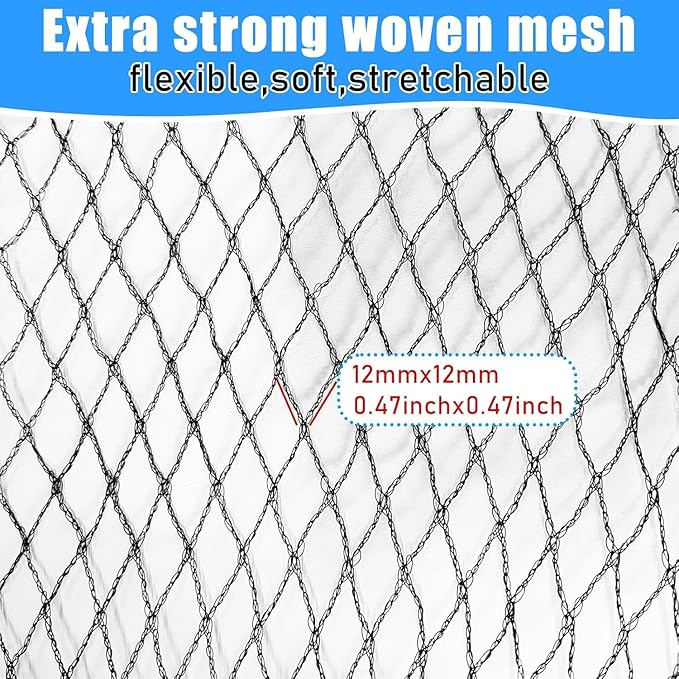 28 Feet Round Leaf Net Cover for Above Ground Pool, Winter Cover Mesh Cover with 20 Pcs Large Metal Clips，Pool Safety Net Fits 28FT Above Ground Pools, Keeps Leaves Out of Your Pool