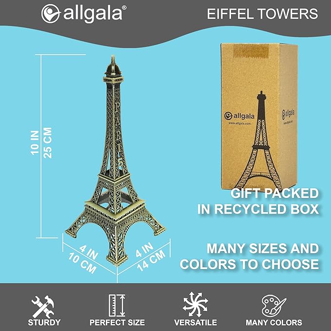 allgala 10" Eiffel Tower Statue Decor Alloy Metal, Bronze