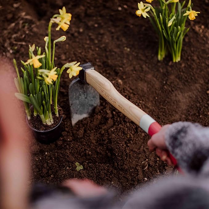 Adler - The Ivy Garden Hoe, Heavy Duty Yard Tool Lawn Care, Loosening Soil, Weeding, and Digging, Steel Head 3.9 inches, Wood Handle 17.7 inches (Mocha)