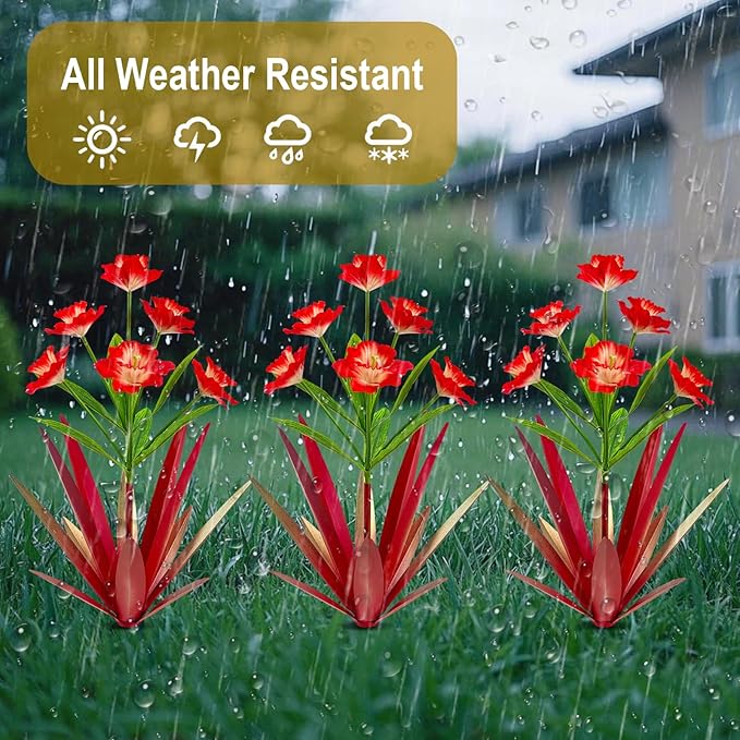 Homight Metal Agave Plant Outdoor Decoration Outdoor Garden Decoration Daffodils Flowers Mexican Yard Art Daffodils Flowers Decorative Garden Gift (3 Big red Daffodil)