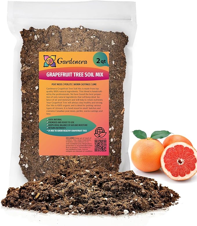 Premium Grapefruit Potting Mix - Expertly Crafted with Peat Moss, Perlite, Worm Castings, and Lime for Stronger Roots and Optimal Nutrient Absorption - 2 Quart