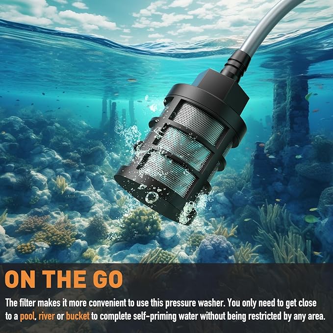 Cordless Power Washer, 900 PSI Cordless Pressure Washer, Portable Power Washer with 3.0Ah Battery&Charger & 6-in-1 Nozzle, 17FT Drain Hose, Portable Pressure Washer for Car WashHomeYard