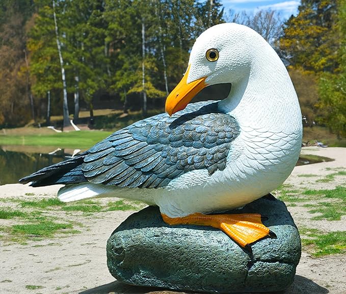 Real Seagull Figurine Garden Decorations,Seagull Statue Outdoor Decoration,Sea Bird Figurine Nautical Statue Coastal Beach Home Decorations Nautical Seagull Sculpture