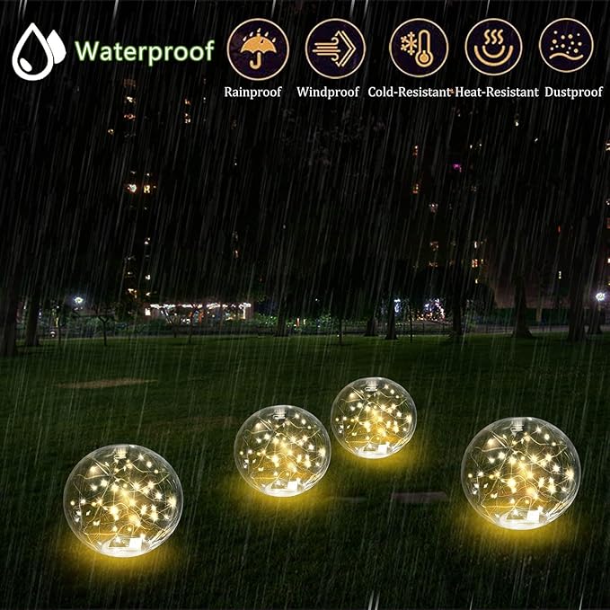 Solar Powered Floating Pool Lights - 14" Inflatable Waterproof Floating Light UP Pool Glow Balls, 3000K Warm-White Led Pool Lights That Float for Party Decorations, Outdoor Patio Detor (8)