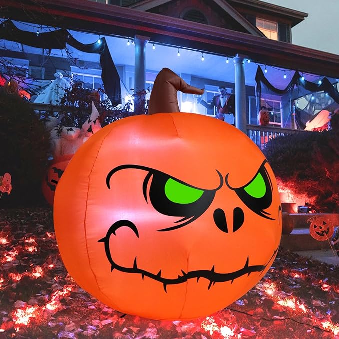 Sizonjoy 4 Ft Halloween Blow up Inflatable Pumpkin Decoration-Lighted Halloween Inflatables Outdoor for Home Yard Garden Indoor and Outdoor Halloween Decoration