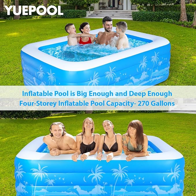 Inflatable Swimming Pool, 79 x 58 x27 inch Full-Sized Inflatable Pools with Seats, Extra Large Blow Up Durable Thickened Pools for Outdoor, Garden, Backyard.