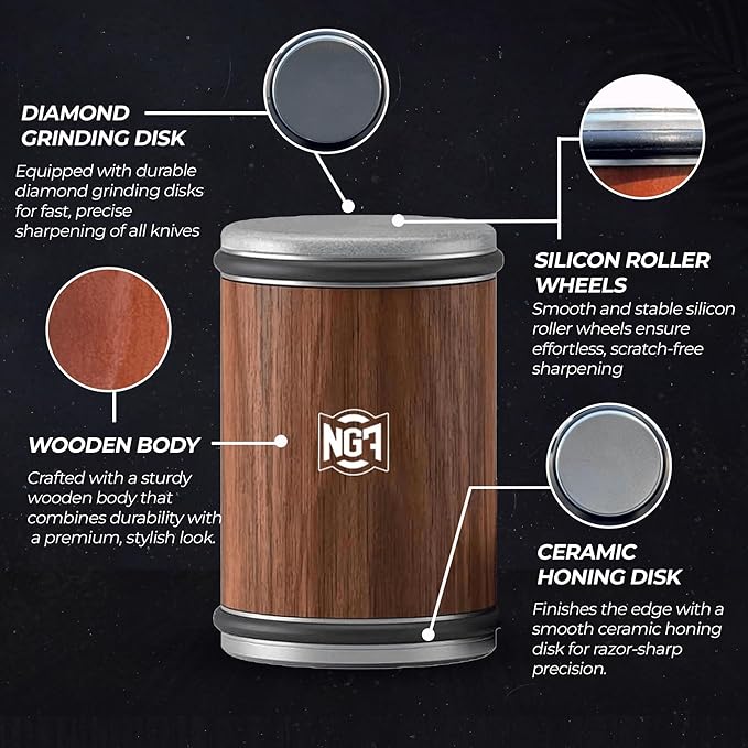 Knife Roller Sharpener Linen Kit with Diamond Discs, Multi Angle Magnetic Knife Sharpener Roller Tool for Kitchen (Classic Size)