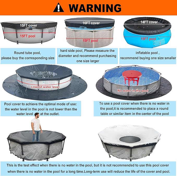 28 Ft Pool Cover, with Automatic Drain Round Pool Cover, One-Piece Quick Installation and Removal Above Ground Pool Cover, Preventing Waterlogging, UV Protected Solar Swimming Pool Cover