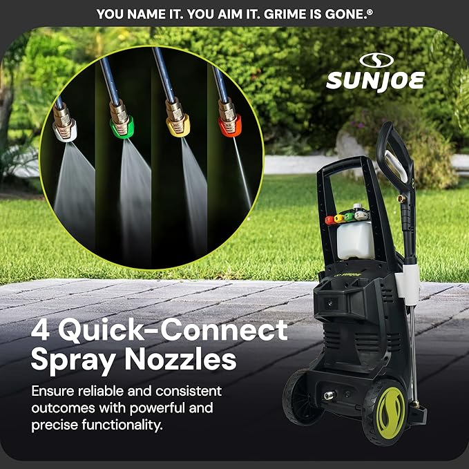 Sun Joe Electric Pressure Power Washer w/ 4 Nozzles & Foam Cannon, 2200 PSI (PWMA Certified), 1.1 GPM, 14.9-Amp Motor - Heavy-Duty Cleaning Machine for Patios, Decks, & Sidewalks, SPX3000-XT XTREAM
