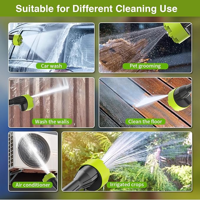 Cordless Pressure Washer Battery Powered, 10 Speed Adjustment, 990PSI Portable Power Washer, with 6-in-1 Nozzle, 16.4FT High-Elastic Hose, 21V Battery&Charger for Home, Car, Garden, Patio, Floor