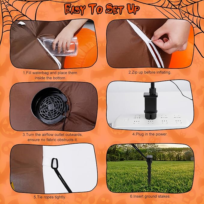 9FT Halloween Inflatable Dead Tree Archway, Halloween Blow Up Yard Decorations with Pumpkin & Ghost, Build-in LED Lights, Halloween Inflatable Arch for Halloween Party Outdoor Garden Lawn