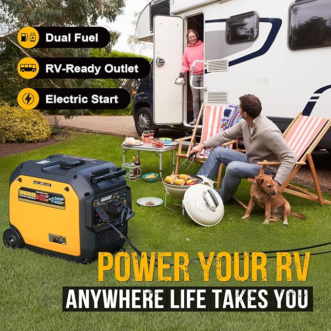 6000W Dual Fuel Inverter Generator, Gas & Propane Powered, RV Ready Electric Start, Super Quiet, 120V/240V with CO Sensor Portable Generator for RV, Camping or Emergency