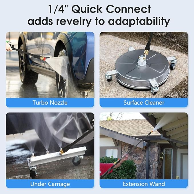Pressure Cleaner 5000 PSI,2.8 GPM Power Cleaner with Foam Cannon,Portable Cleaner with 33ft Hose Reel,4 Nozzle Tips,and Soap Bottle for Cars/Home/Driveways/Patios/Decks/Fences(Blue)