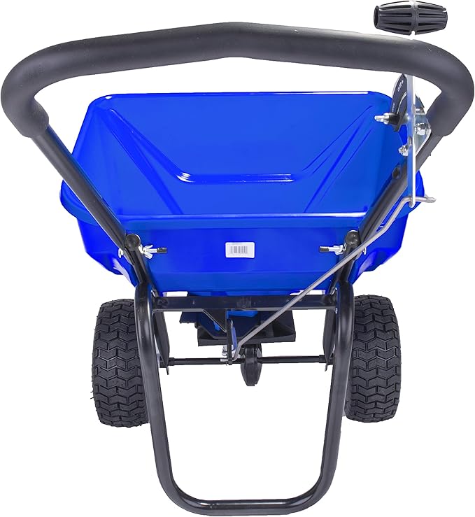 EarthWay Polar Tech 90950 50 LB Professional Ice Melt Broadcast Walk Behind Spreader with 9" Pneumatic Tires, High Output and Solid Linkage Control
