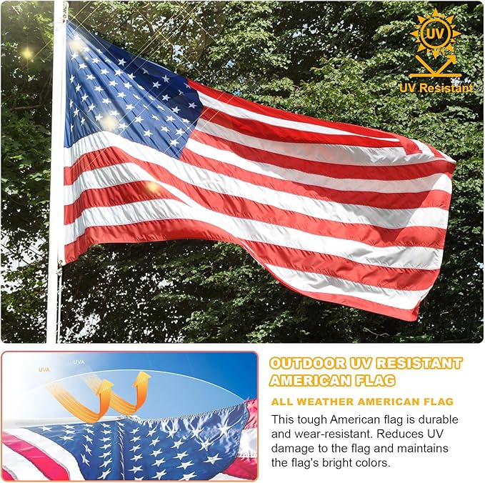 3x5 American Flag Outdoor Heavy Duty,3by 5 American Flag,US Flag,3' x 5' America Flag,America Flags For Outside 3x5,Embroidered USA Flags 3x 5,Long Lasting 3 by 5 Best High Wind all Weather US Flags