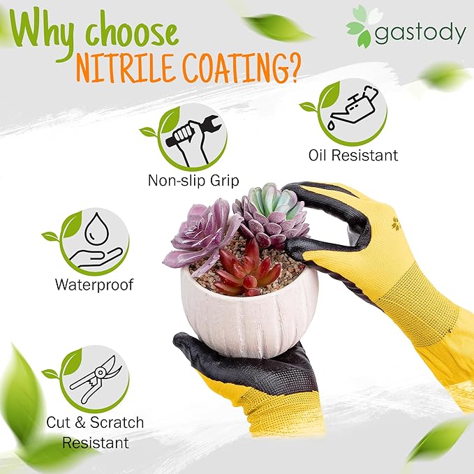 Gastody™ Long Sleeve Gardening Gloves Women and Men - Long Cuff Garden Gloves, Multipurpose Heavy Duty Outdoor and Indoor