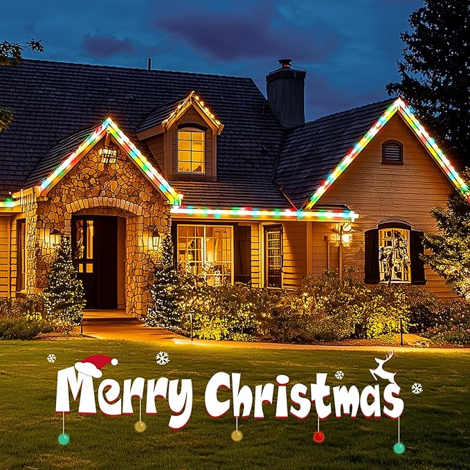 Minetom C9 Multicolor Christmas String Lights, 25FT 25 Blubs Bright & Warm Outdoor Christmas Lights, Long Life C9 String Lights for Tree Patio Gazebo Wreath, Multicolor Green Wire