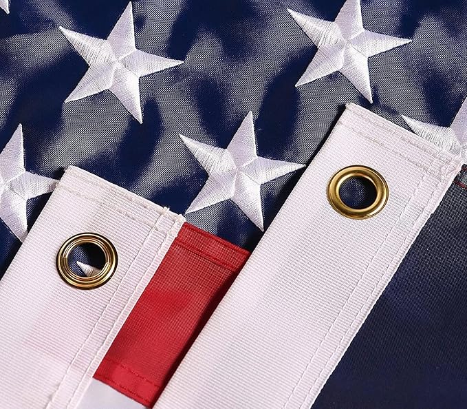 American Flag 10x15 ft: Long Lasting US Flag, Heavy Duty Nylon, Embroidered Stars, Sewn Stripes, Brass Grommets, UV Protection Perfect for Outdoors! USA Flag