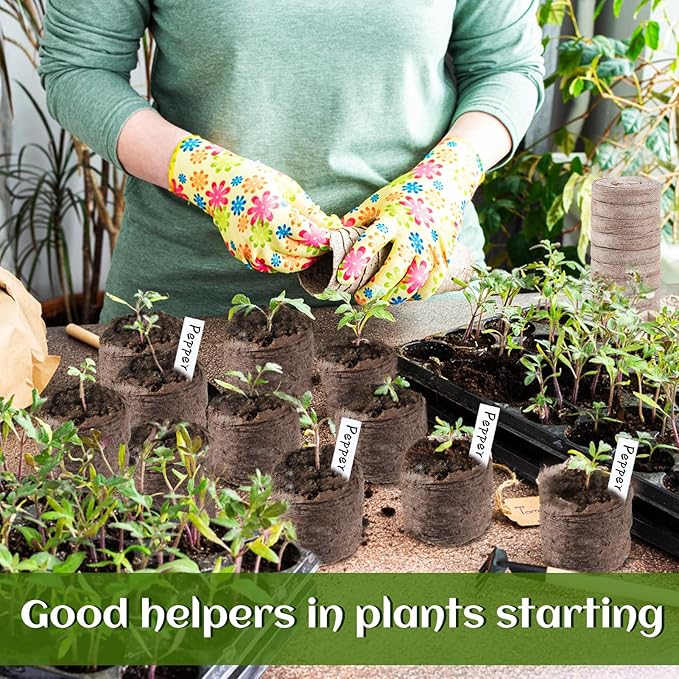 50mm Peat Pellet for Seedling - 50pcs Seeds Plant Starter Plugs, Compressed Nutrient Fiber Garden Soil Block with 50 Labels, Plant Pods Bulk for Transplanting Herb Flower Vegetables