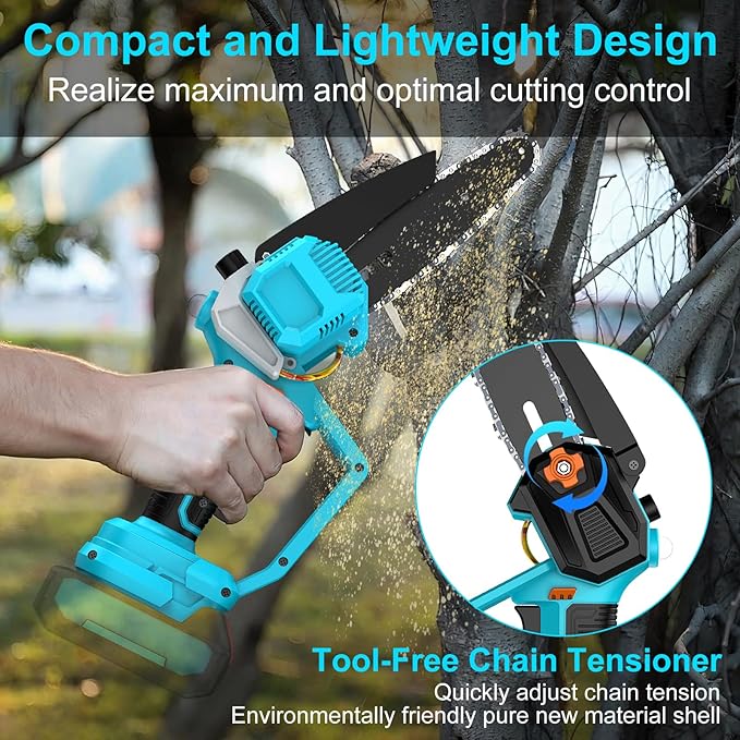 Mini Chainsaw for Dewalt 20V MAX Battery, 6-Inch Brushless Cordless Pruning Chainsaw, Security Lock, Battery Powered for Wood Cutting Tree Trimming Camping(No Battery)