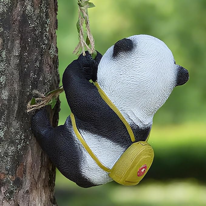 Outdoor Panda Resin Hanging - Rope Decor Statue, Animal Suspended Ornament, Ideal for Patio, Lawn & Courtyard Decoration, Housewarming Gift for Friends