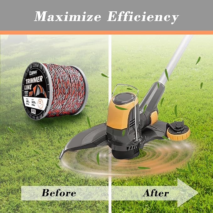 Cluparis 3-Pound Super Heavy Duty Trimmer Line .095-Inch-by-1010-ft Twist Pro Trimmer Line Spool 3-Component Tri-Extrusion Weed Eater String with Super Line Cutter