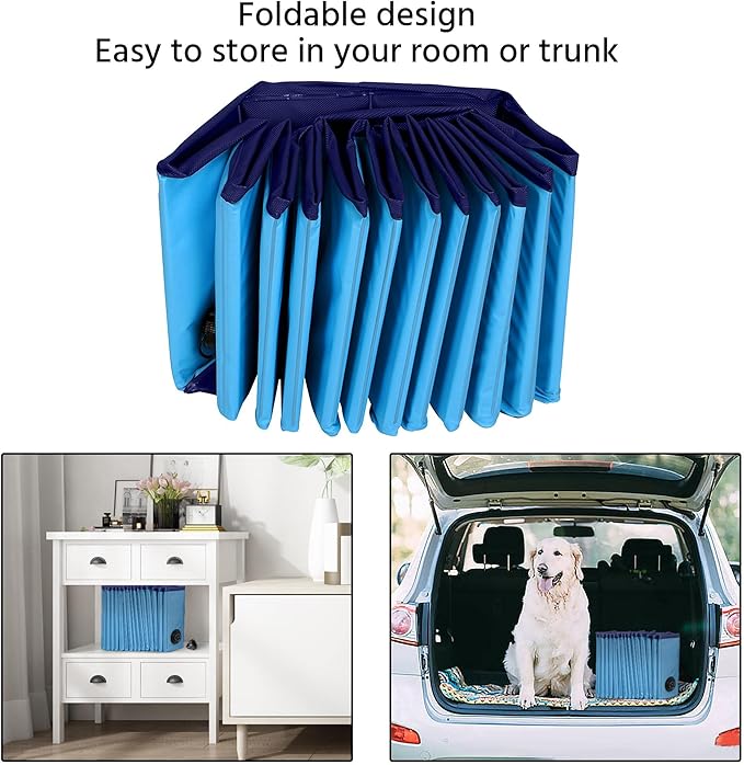 Yaheetech Foldable Dog Pool Collapsible Hard Plastic Dog Swimming Pool Portable Pet Pools Doggie Wading Pool Bath Tub for Puppy Small Medium Large Dogs, 63 x 12 Inches Blue