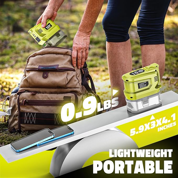 Real 200W Power Inverter Compatible with Ryobi 18V Battery, 18V to 110V-120V, Portable Phone Charger with USB Charger Adapter, 2 USB Ports & 1 Type-C & 1 AC Outlet (No Battery)
