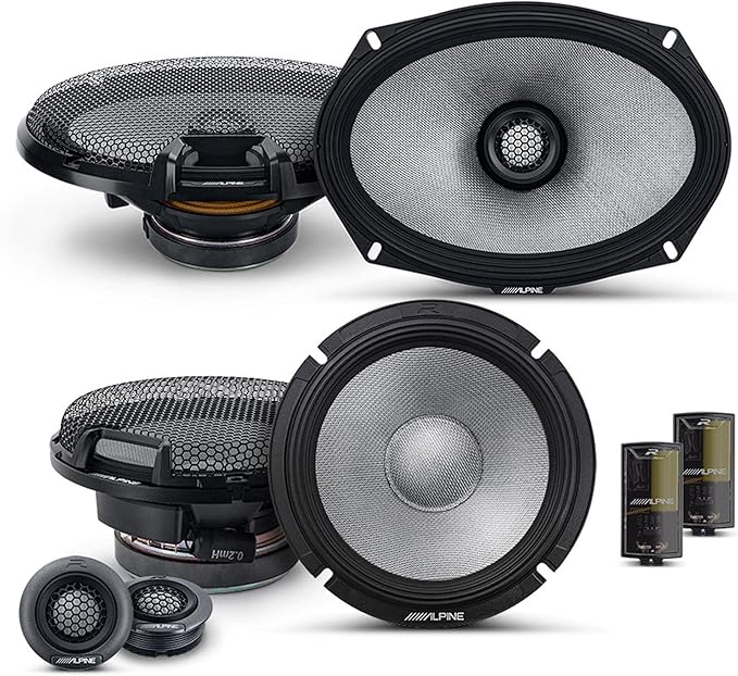 Alpine 6.5" & 6x9 R2 High-Resolution Speaker Bundle - A Pair of R2-S65C 2-Way Component Speakers & a Pair of R2-S69 6x9 Coaxial Speakers