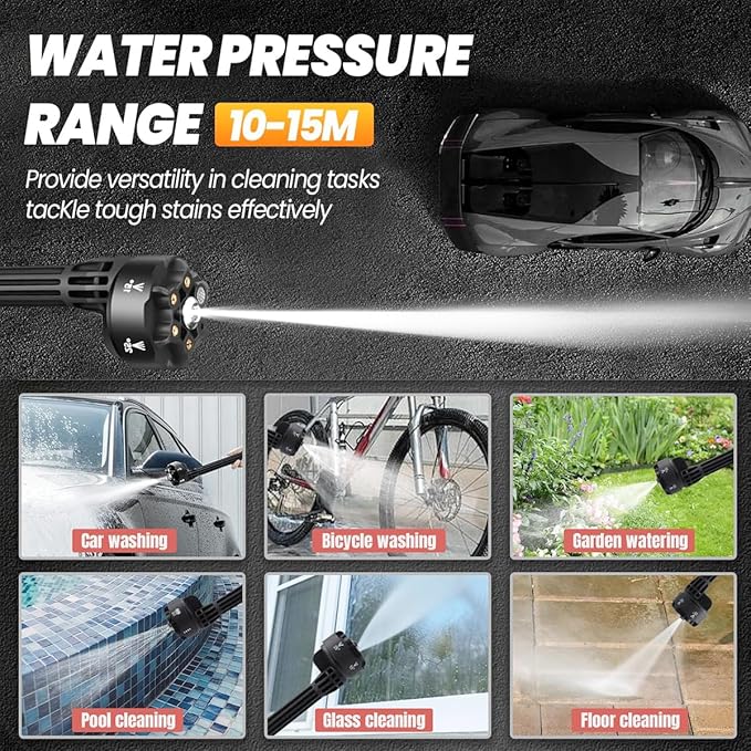 Cordless Pressure Washer for Milwaukee 18V Battery, 750 PSI Handheld Car Pressure Washer with 6 in1 Nozzle for Car Cleaning (Tool Only Battery Not Included)