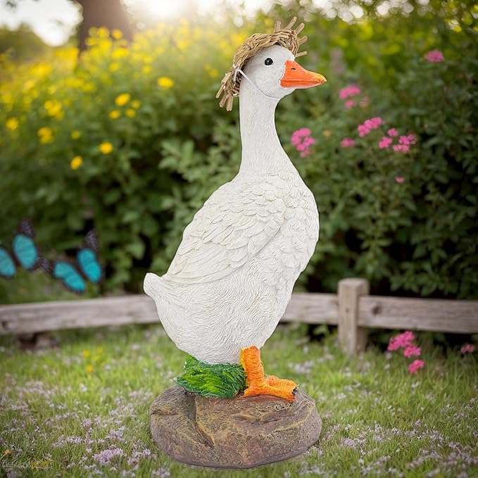 Realistic Duck Statues, Funny Duck Fence Decoration, Resin Duck Decor, Outdoor Animal Statue, Duck Sculpture, Perfect for Home Garden Stairs, Farm, Patio, Backyard (11.6 in)