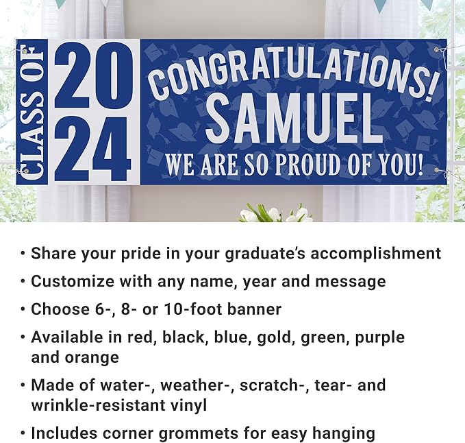 Let's Make Memories Personalized Graduation Banner Class of 2025 - Graduation Party Decorations - Congratulations Banner - Indoor/Outdoor Vinyl - Best in Class - Red - 6 ft.