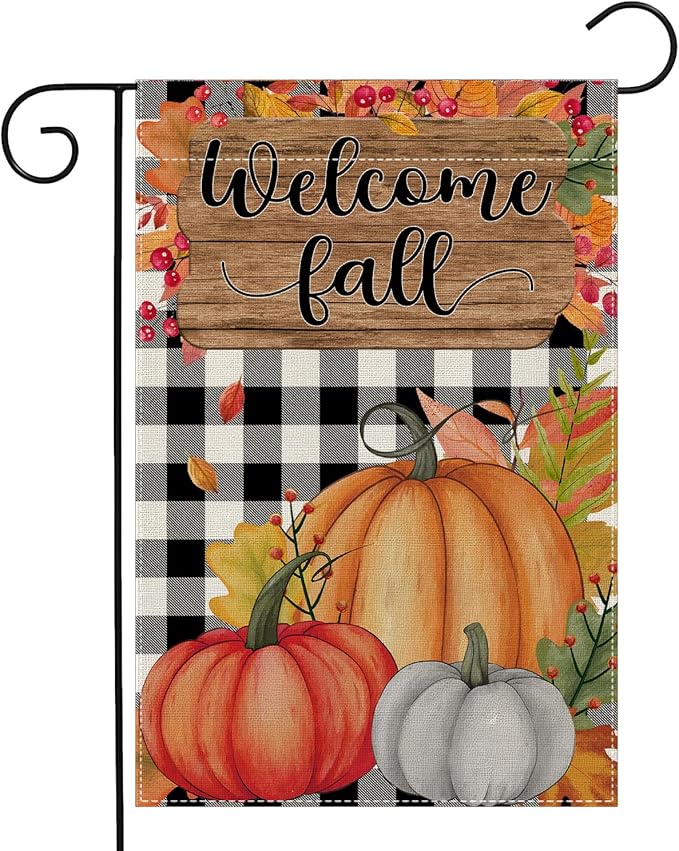 Garden Flags, Garden Flag, Stained Glass Style Pumpkin Maple Leaf Double-Sided Flags for Farmhouse Yard Outdoor Decoration-12 x 18inch (Pumpki6)