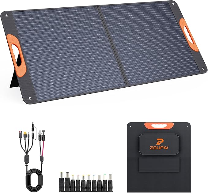 110 Watt Portable Solar Panel,Gifts for Men,18.6V Foldable Solar Panel Charger for Power Station 23.5% High Efficiency IP67 Waterproof 2 Kickstands for Camping RV Offgrid Living