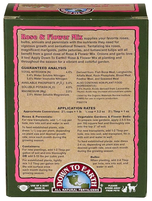 Down to Earth All Natural Rose & Flower Bulb Fertilizer Mix 4-8-4, 1 lb