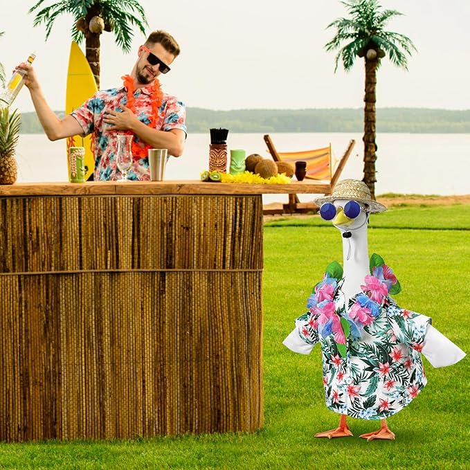 Hawaiian Porch Goose Outfits, 23'' Summer Lawn Goose Costume, Goose Clothes for Outdoor Garden Yard Decor
