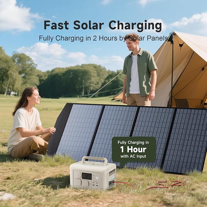 ALLPOWERS 600w Portable Power Station, 299Wh LiFePO4 Battery Backup, R600(Peak 1200w) Solar Generator, 1 Hour Fast Charge Solar Power Bank, for Home Outdoor Travel Emergency RV