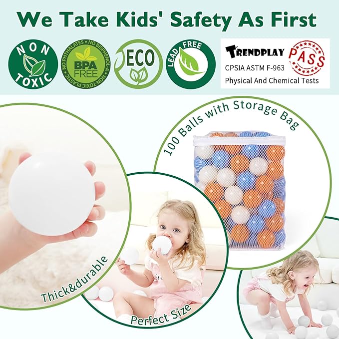 TRENDPLAY Plastic Balls for Ball Pits 2.2 Inch, Pack of 50 100 200 500 Hollow Balls, Perfect for Toddler Baby Pools,Party,Festival Decoration