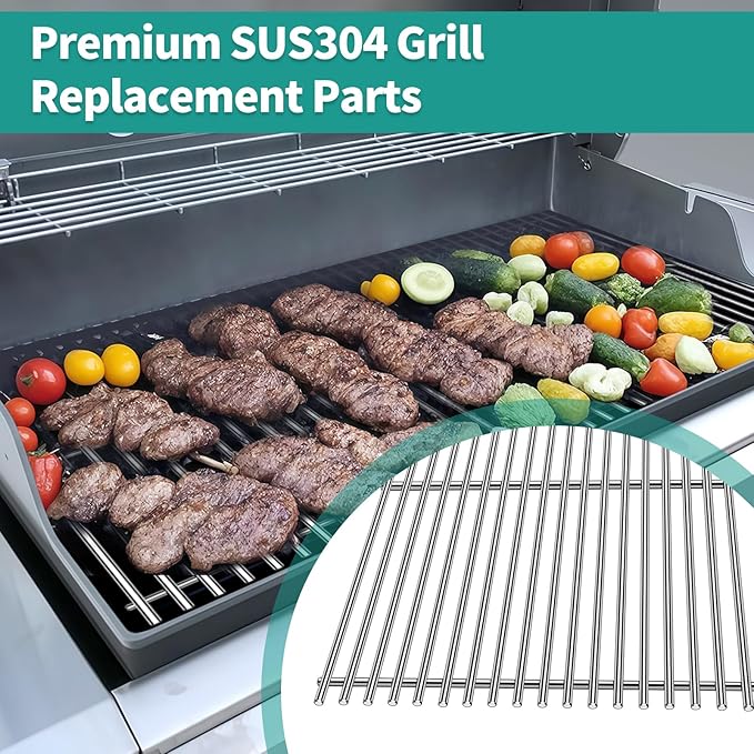 Stainless Steel Grill Replacement Parts for Weber Genesis E310 E320 E330 S330 EP-310 with 7524 Grill Grates 7620 Flavorizer Bars 7622 Heat Deflector for Weber Genesis 300 Series 7621, 19.5”