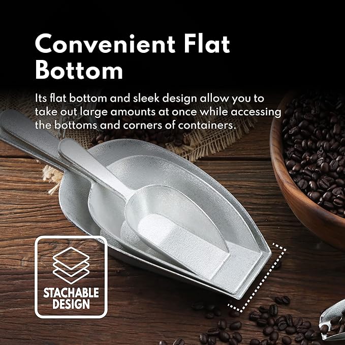 New Star Foodservice 34622 Cast Aluminum Flat Bottom Utility Scoop, 1oz, Extra Small Size, Silver (Hand Wash Only)