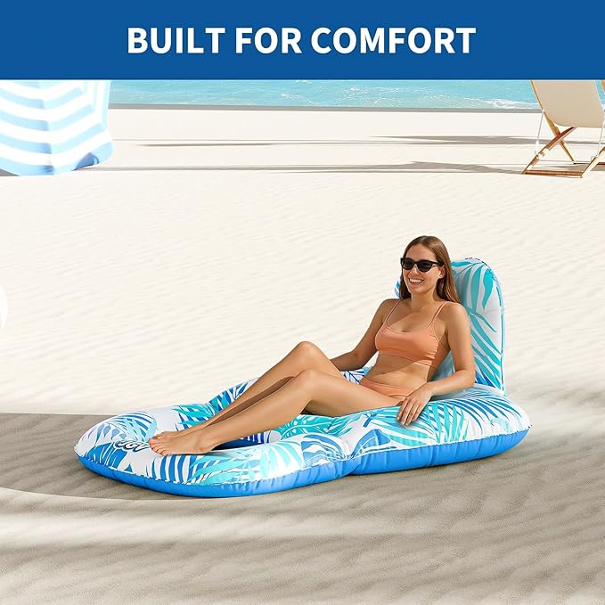 Pool Floats for Adults,Inflatable Chair Lounger Floaties with Drink Holder,Travel Pool Beach Lake Swim Inflatables Water Floating Rafts