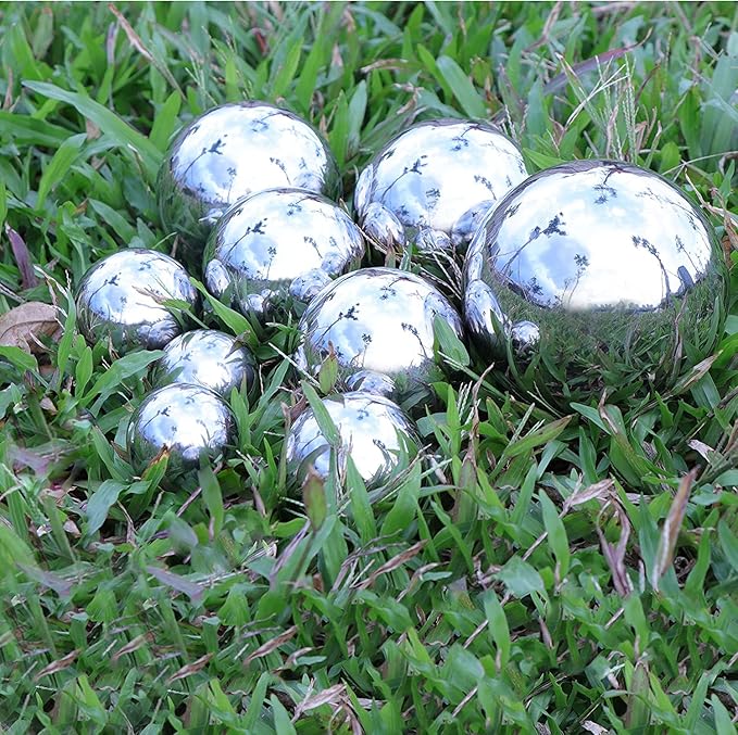 Gazing Balls for Garden, Home Outdoor Hollow Sphere Stainless Steel Gazing Globe Mirror Ball (3 Inch)