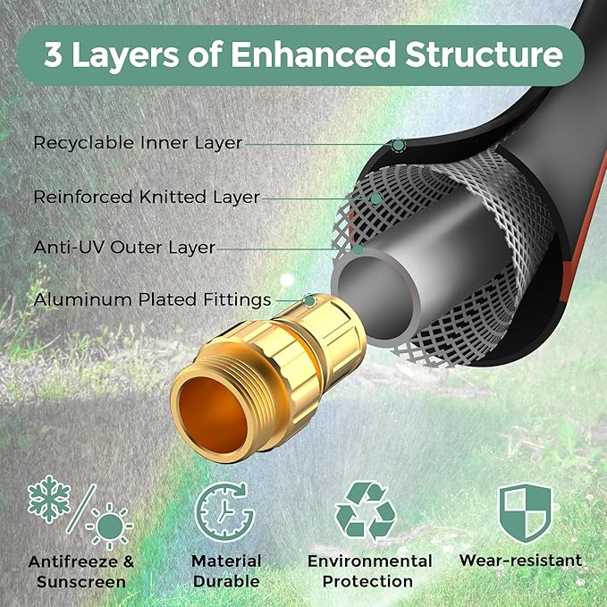 Giraffe Tools Leader Hose 5/8" x 10ft, Custom Length, No Kink, Flexible, Leakproof Water Hose, Double Female Fittings, 600 Burst PSI, 10ft, Black Orange
