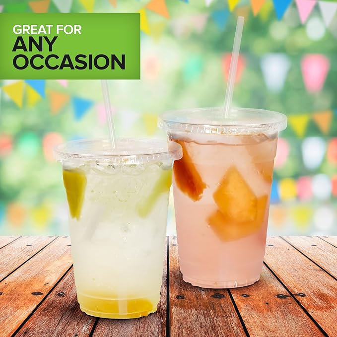 Stock Your Home 16 oz Premium Commercially Compostable Cold Cups (50 Pack), Eco Party Cup, Environmentally Friendly Disposable Sustainable for Water, Wine, Beer Sample