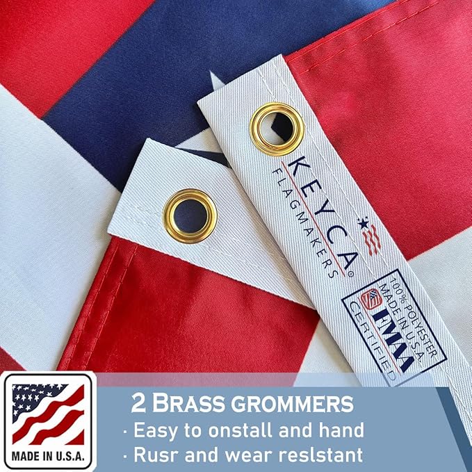 American US Flag 5x8 FT 100% Made in The USA- Heavy Duty Vibrant Colors Double Sided United States Flag with 3 Brass Grommets for Home/Company/Indoor Outdoor Decoration (FMAA Certified)