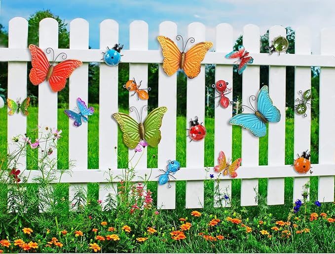 GIFTME 5 Metal Ant Garden Decor Set of 4 Colorful Outdoor Garden Yard Art Wall Sculptures