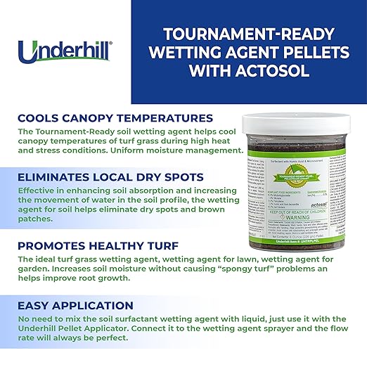 Underhill UHTRPLPEL Tournament-Ready Plus Wetting Agent Pellets Soil Surfactant for Turf Grass, Golf Greens, with Actosol Micro-Nutrients, 1 Tablet